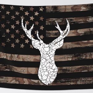 Rustic White Deer Head Flag Wall tapestry